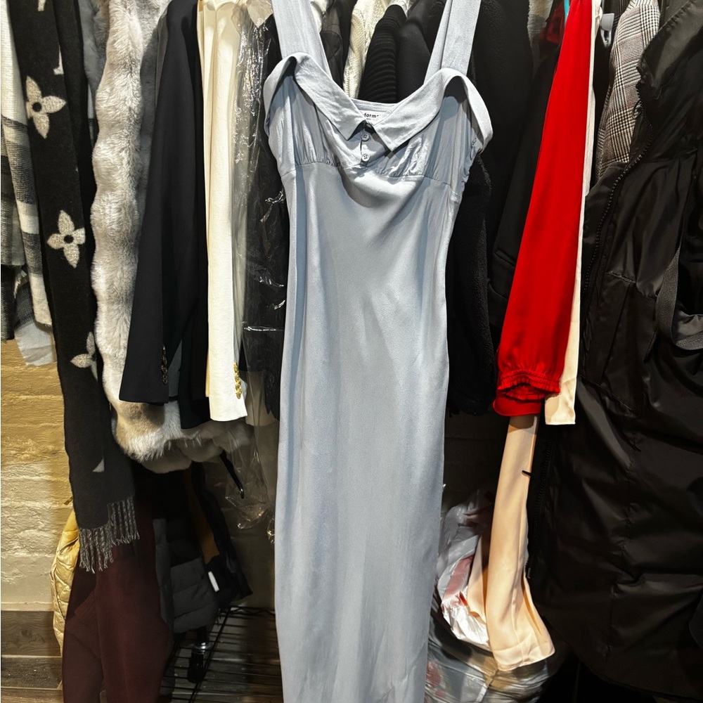 Reformation Light Blue Strapless Dress